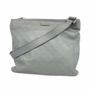 Gucci Shoulder Bag Guccissima 201446 Leather Gray Champagne Women's